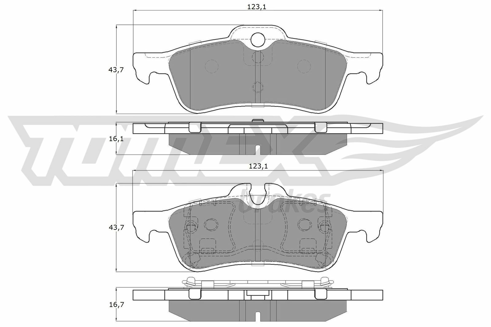 Sada brzdových destiček, kotoučová brzda TOMEX Brakes